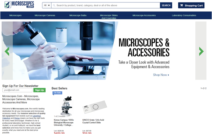 Microscopes.com homepage