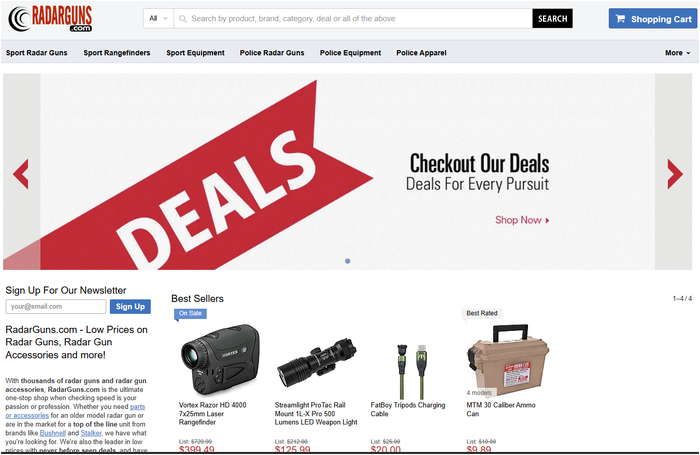 RadarGuns.com homepage