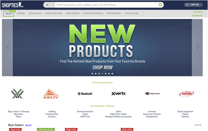 Shoptics homepage